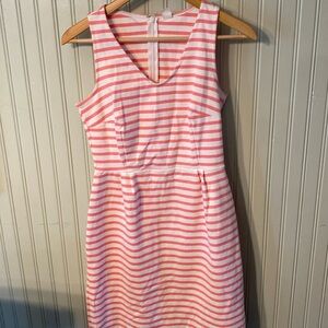 White and pink striped dress